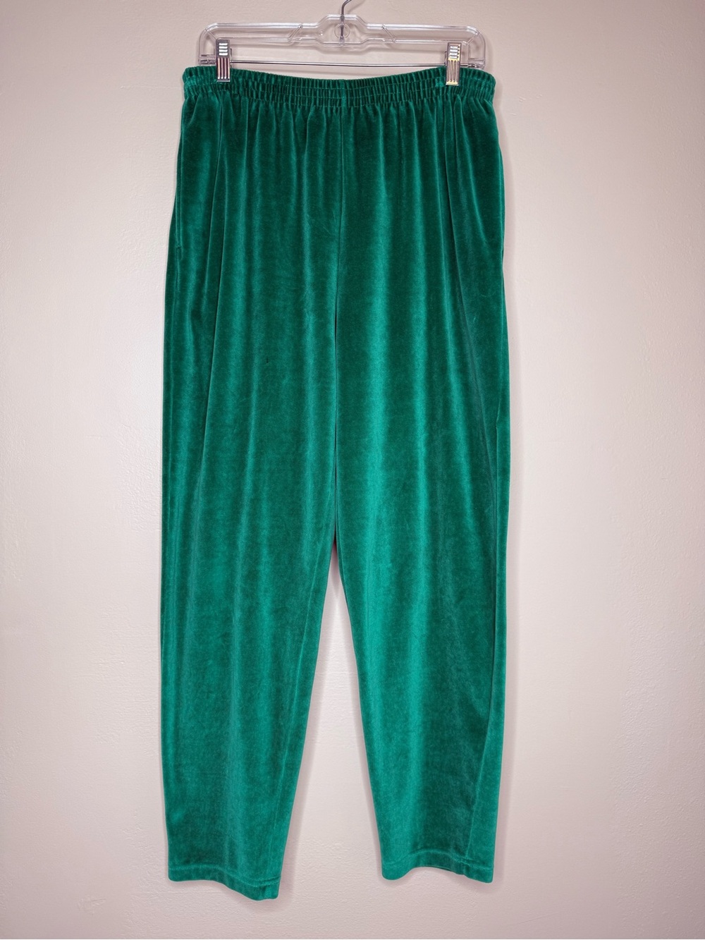 LizSport Velvet Velour Elastic-Waist Track Pants Emerald Green Size Medium